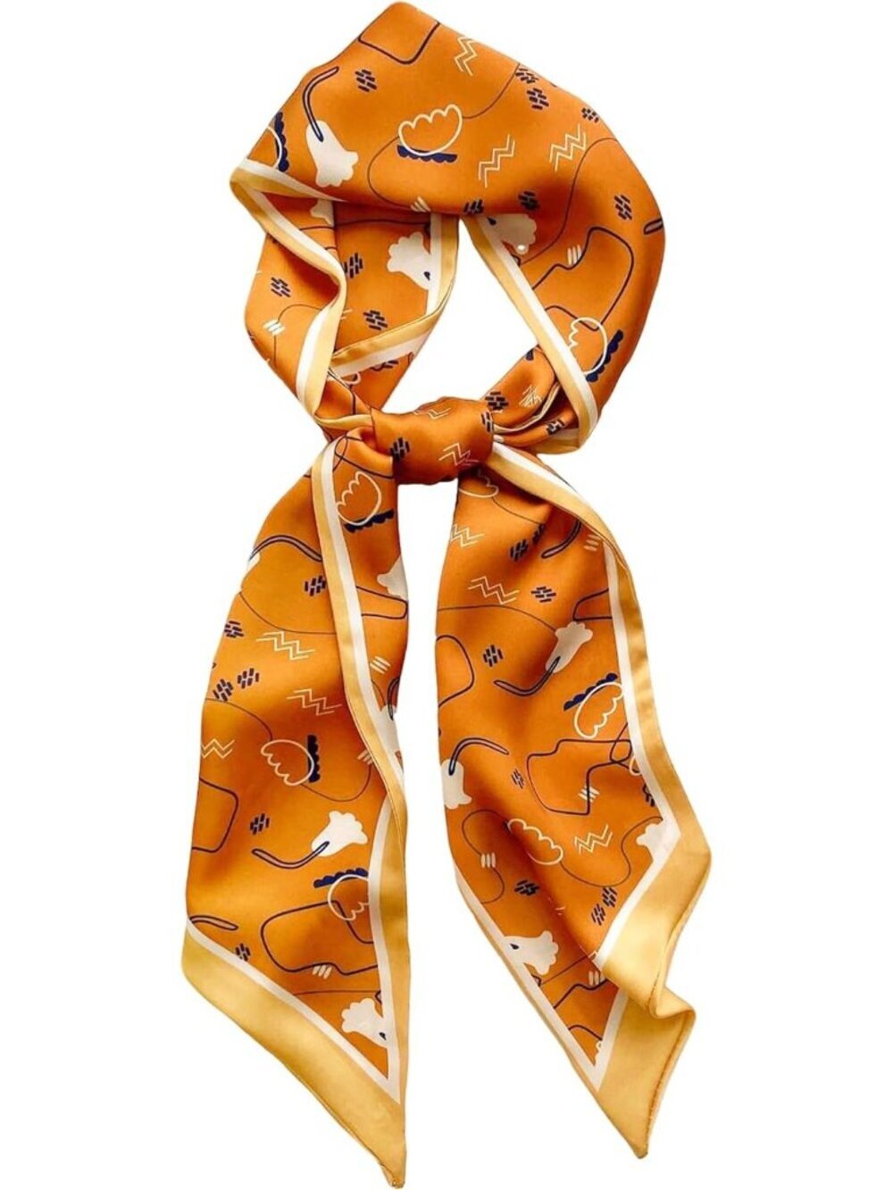 Women's Line Flowers Orange Elegant Oblique Angle Scarves Bag Scarfs